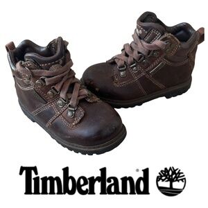 Timberland Boots Toddler Boys Sz 8 Leather Brown Lace Up Hiking Outdoor